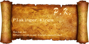 Plakinger Kinga névjegykártya